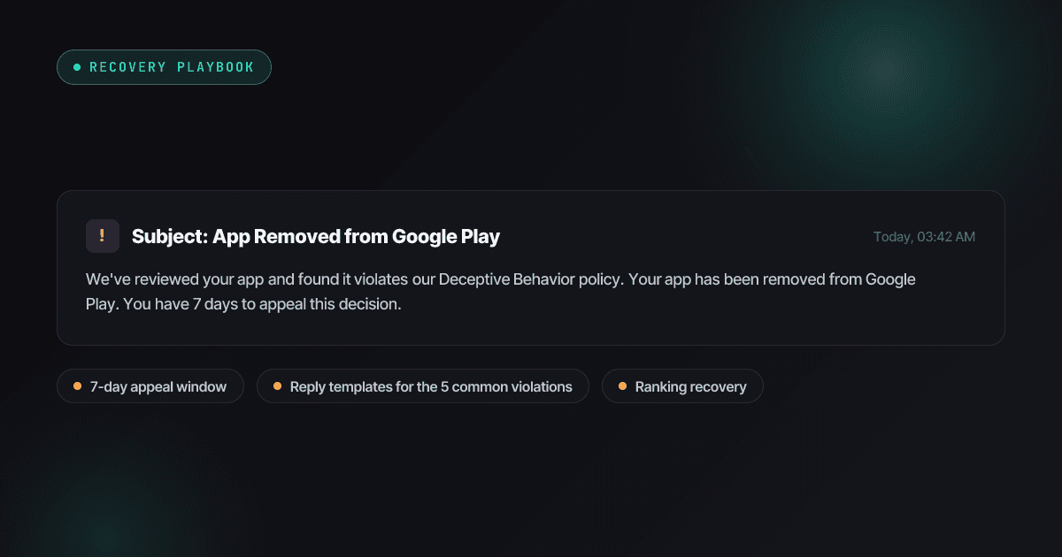 Your app got pulled — a 2026 recovery playbook from the Push My App team.